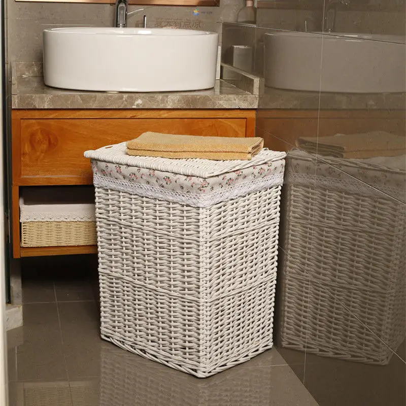 Dirty clothes basket rattan storage  dirty  household  large with lid dirty clothes basket fruit basket 5