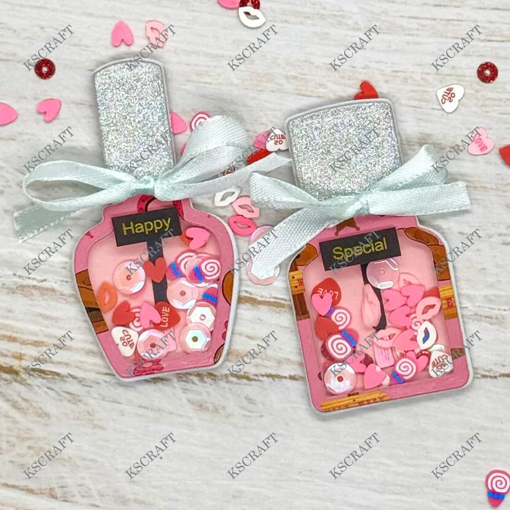 KSCRAFT 귀여운 매니큐어 병 셰이커 DIY Scrapbooking 장식 엠보싱 DIY 종이 카드에 대한 다이 스텐실을 절단