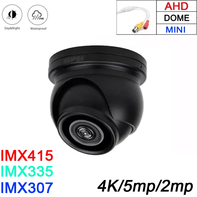 

4pcs a Bag 12pcs Infrared Leds 5mp 4K 8MP IMX415 IP66 Black Metal Face Detect Waterproof Mini Dome AHD CCTV Surveillance Camera