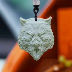 Natural Real Jade Wolf Pendant Necklace Designer Stone Gifts for Women Men Talismans Gemstones Fashion Carved Jewelry