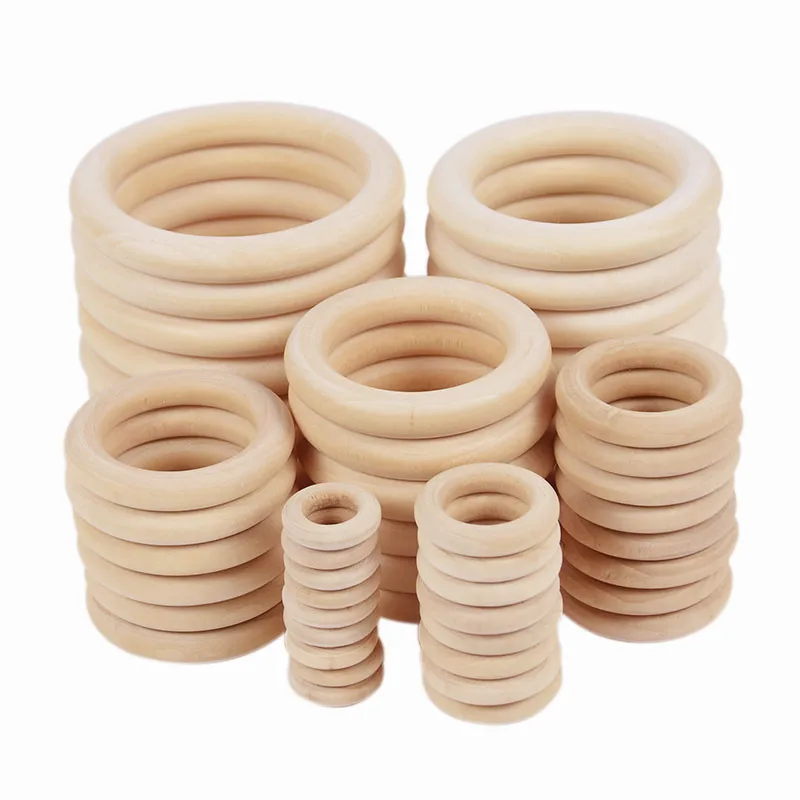Unfinished Solid Wooden Rings 15-100MM Natural Wood Rings for Macrame DIY Crafts  Wood Hoops Ornaments Connectors Jewelry Making - AliExpress