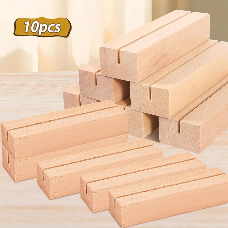 Segnaposto In Legno Per Matrimoni - Set 10 Pezzi 3x3x3 Cm Con Cartoncini Kraft - Portacarte Vintage - Foto 4