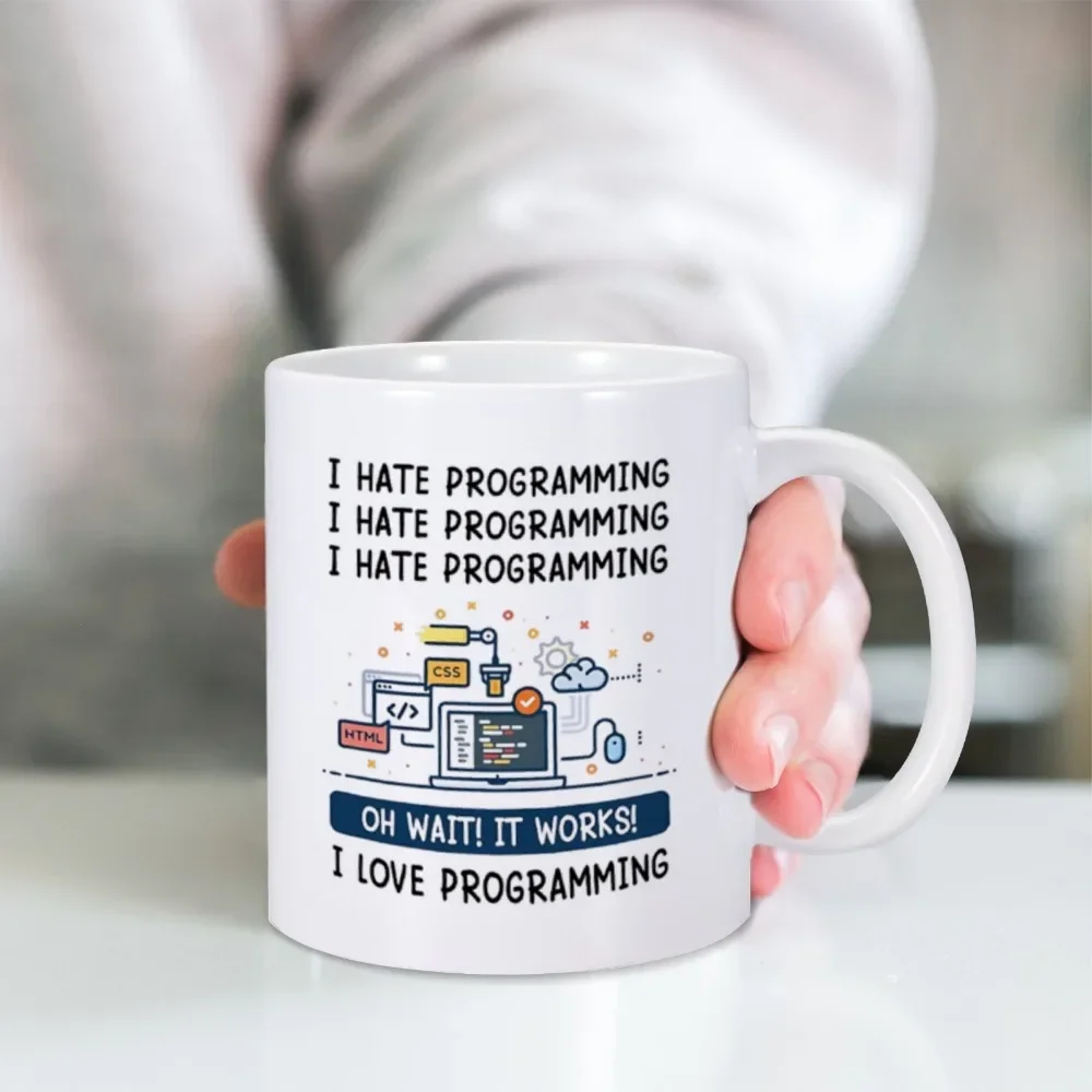 Premium Ceramic Mug - I Love Programming Design, 11oz Coffee & Tea Cup Gift