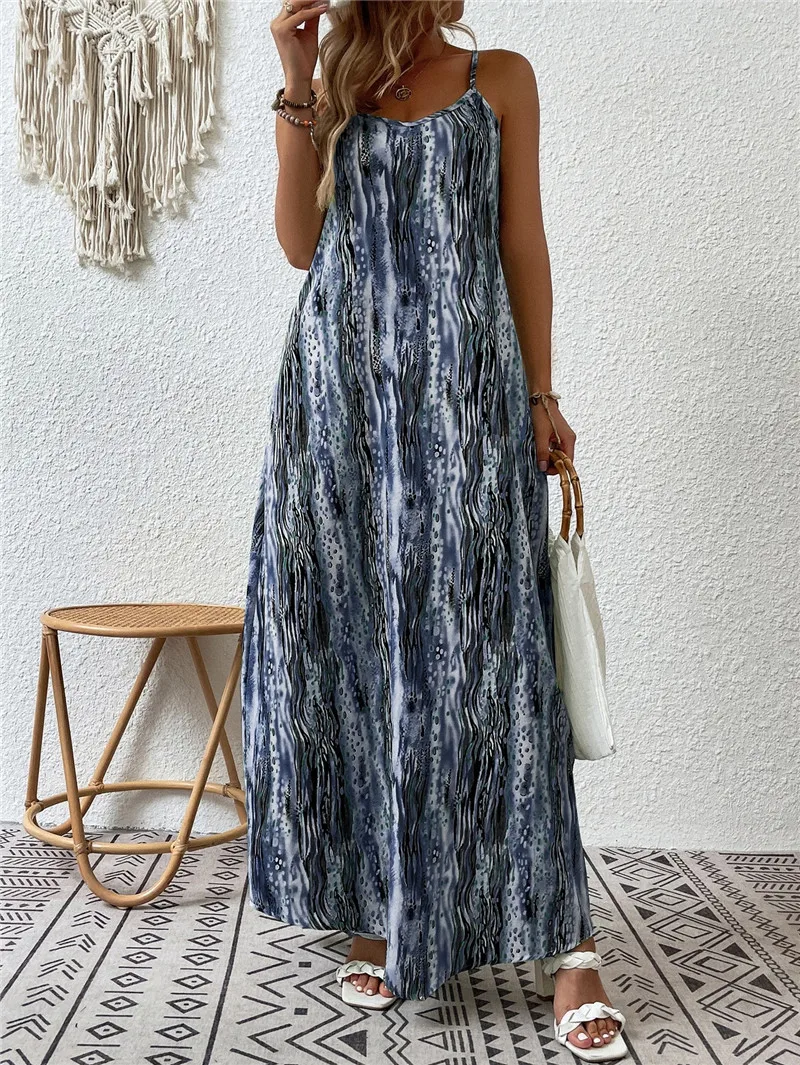 

Summer New Women's Print Strap Sleeveless Dress