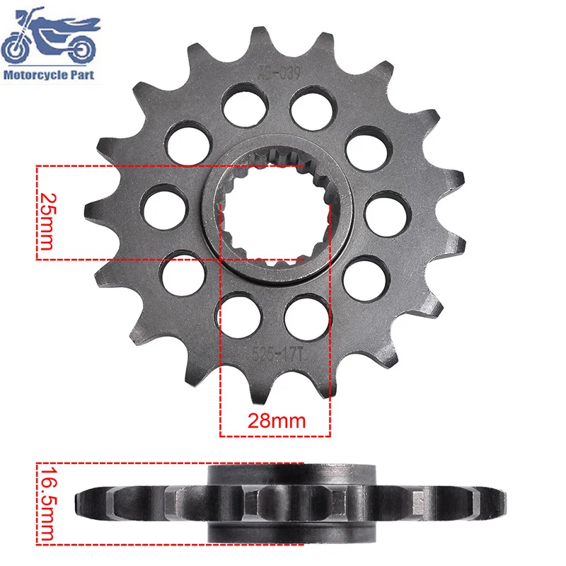 

Передняя Бесшумная Звездочка для мотоцикла 525-17T 525 Chain 17T 20crmnti для KT/M 1290 Superduke RR 2021 1290 Superduke GT 2016-2022