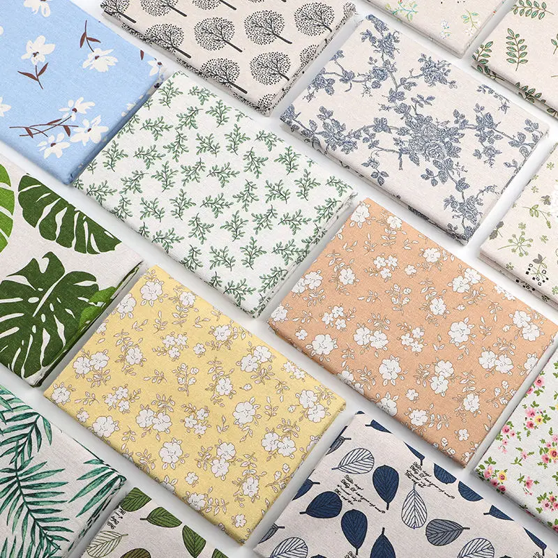 

Cotton Linen Floral Printed Fabric Sofa Curtain Tablecloths Handmade DIY Sewing Fabric By Meter 100*150cm