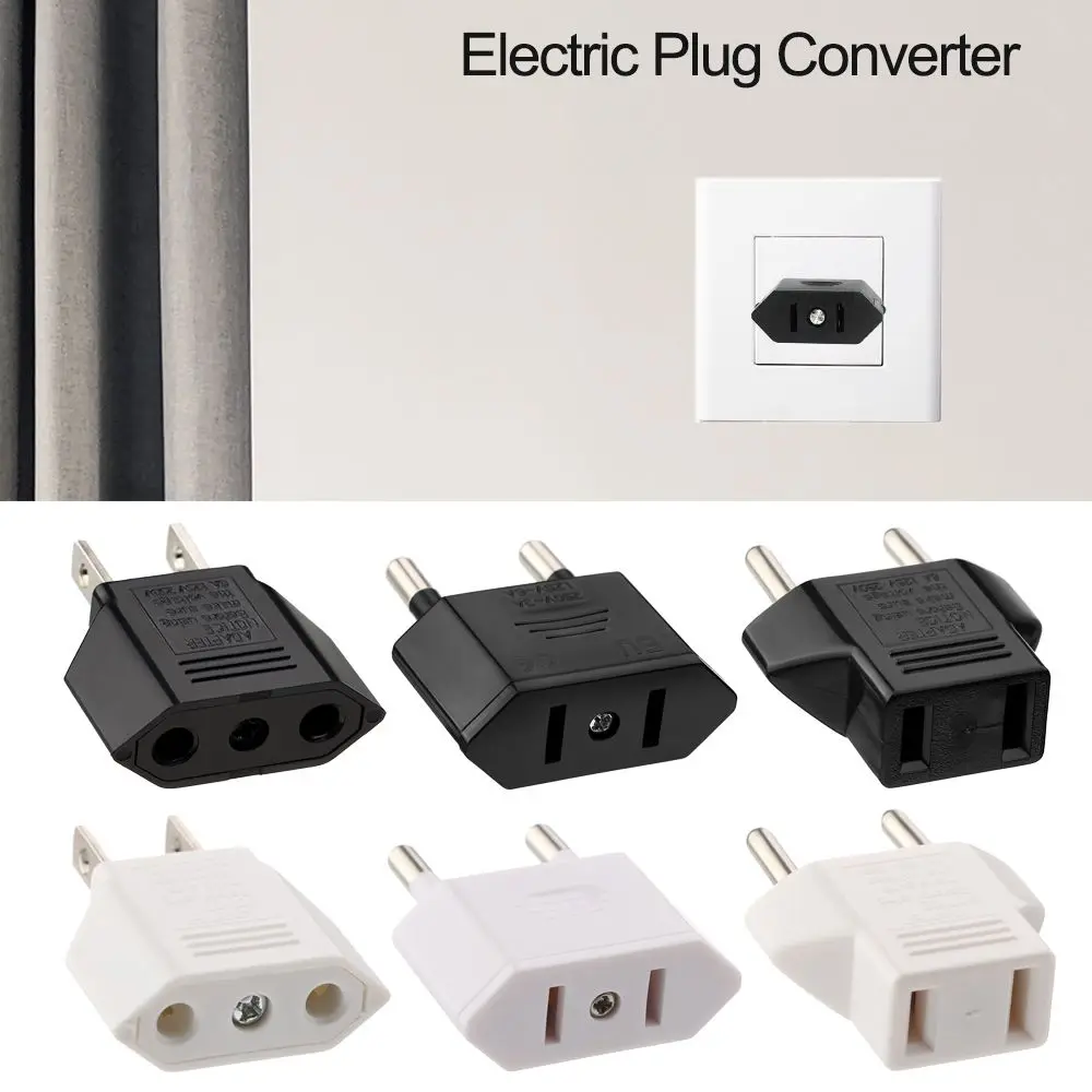 Universal Travel Power Adapter, American to European Plug Converter, 2-Pin Outlet Adapter