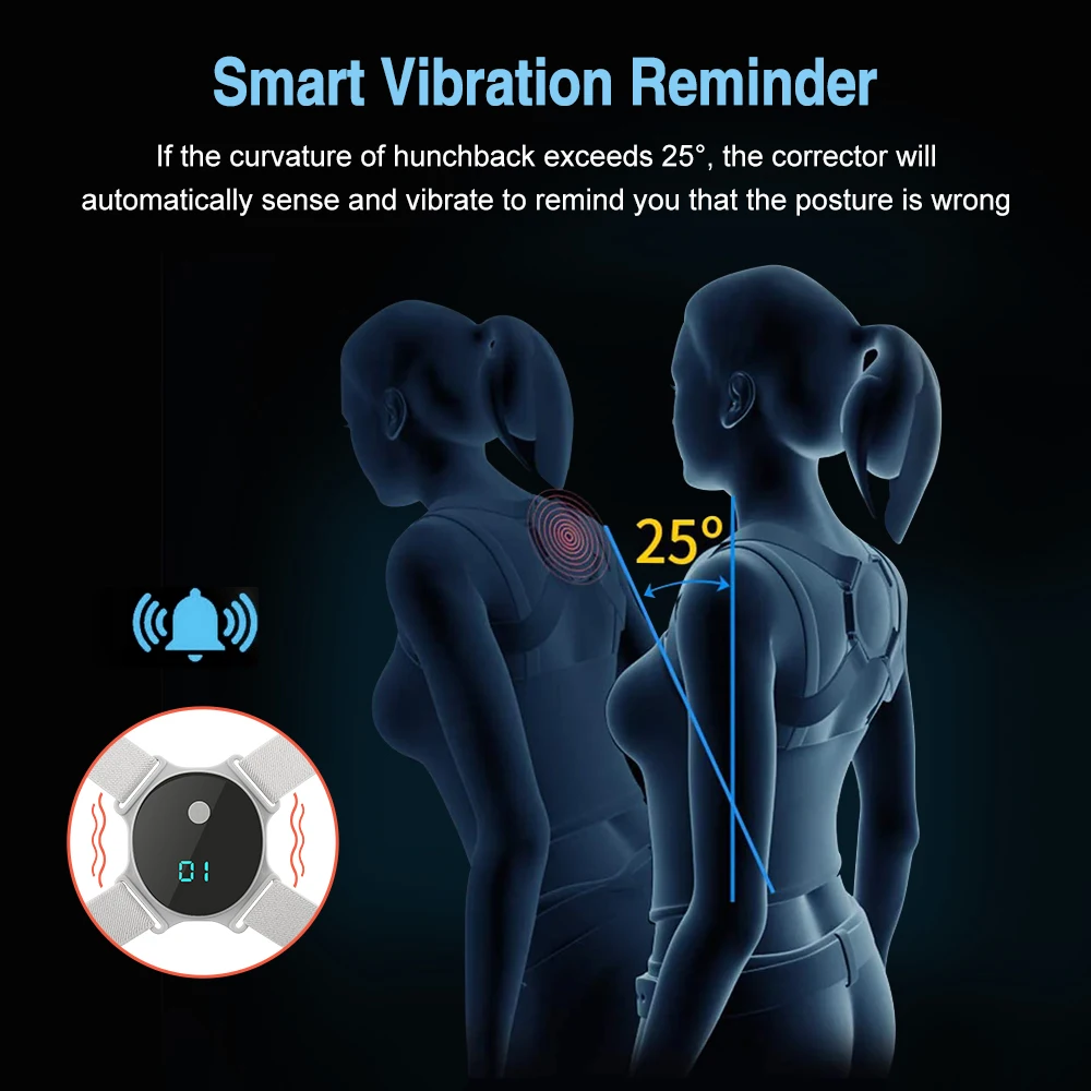Posture Corrector Smart LCD Display Back Correction Belt Adjustable Shoulder Strap Anti-off Back Protect Eyesight