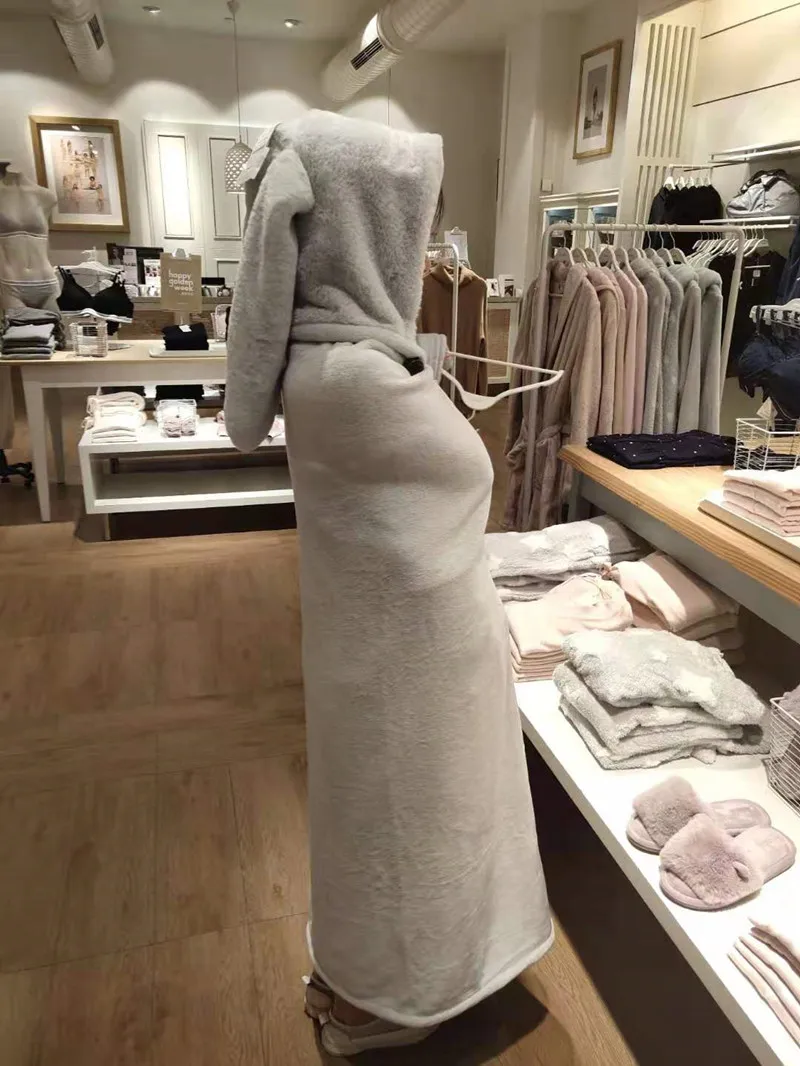 Spanish Winter Long Ears Grey rabbit thick cape can be worn outside Cloak Robes