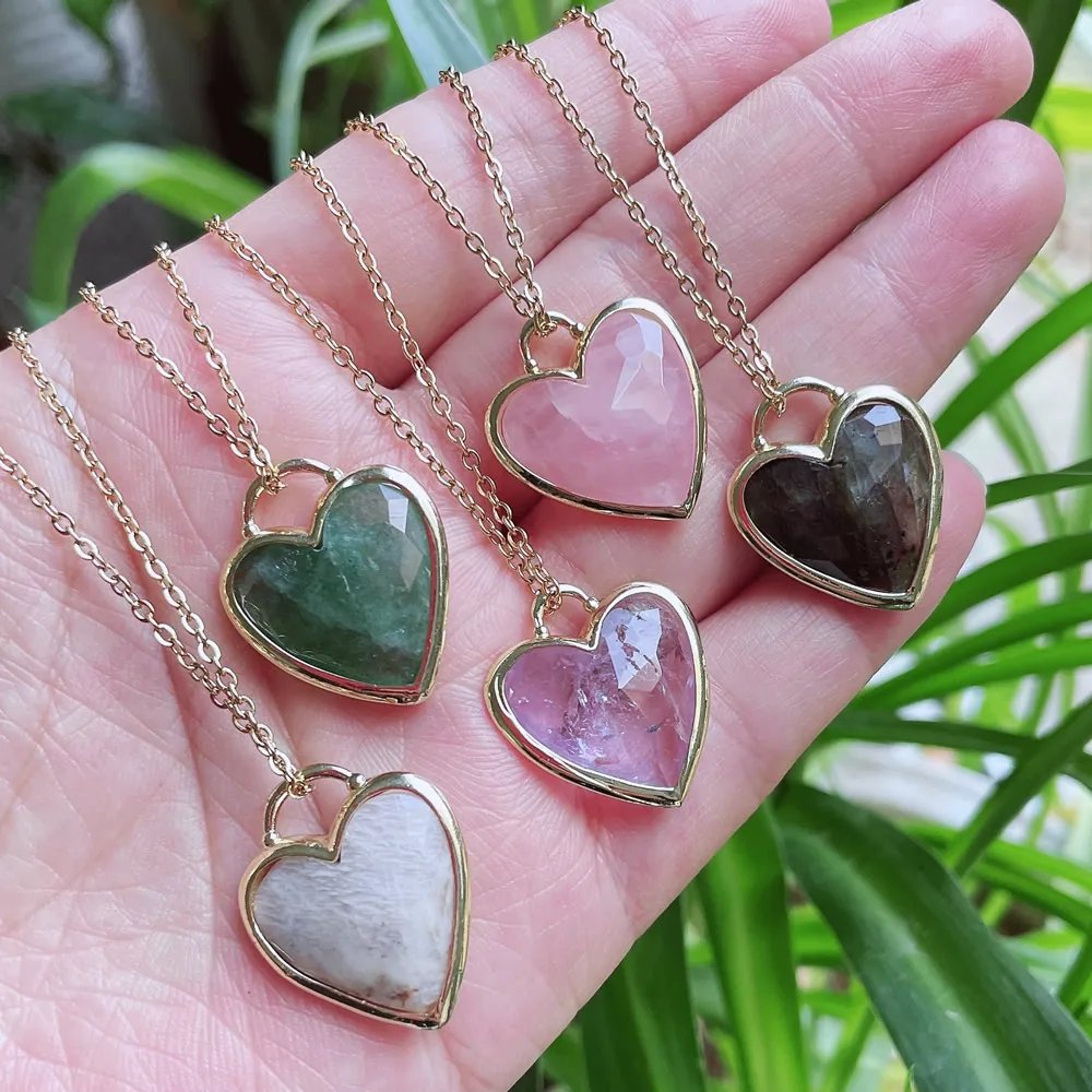 Carnelian Stone Heart Necklace, Crystal Heart Jewelry - Magic Crystals