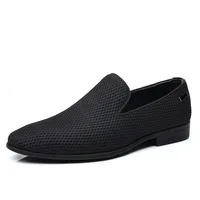 Mens mesh fabrConcise Shoes Men's Business Dress Pointy Plaid Black Shoes Breathable Formal Wedding Shoes Men Zapatos Hombre 2