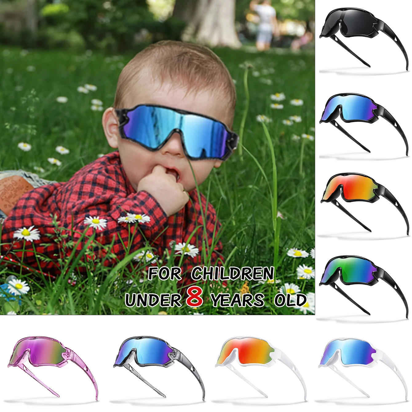 3-8 Years Old UV400 Boys And Girls Sunglasses Outdoor Sports Kids Cycling Goggles Children Camping Fishing Bike Eyewear