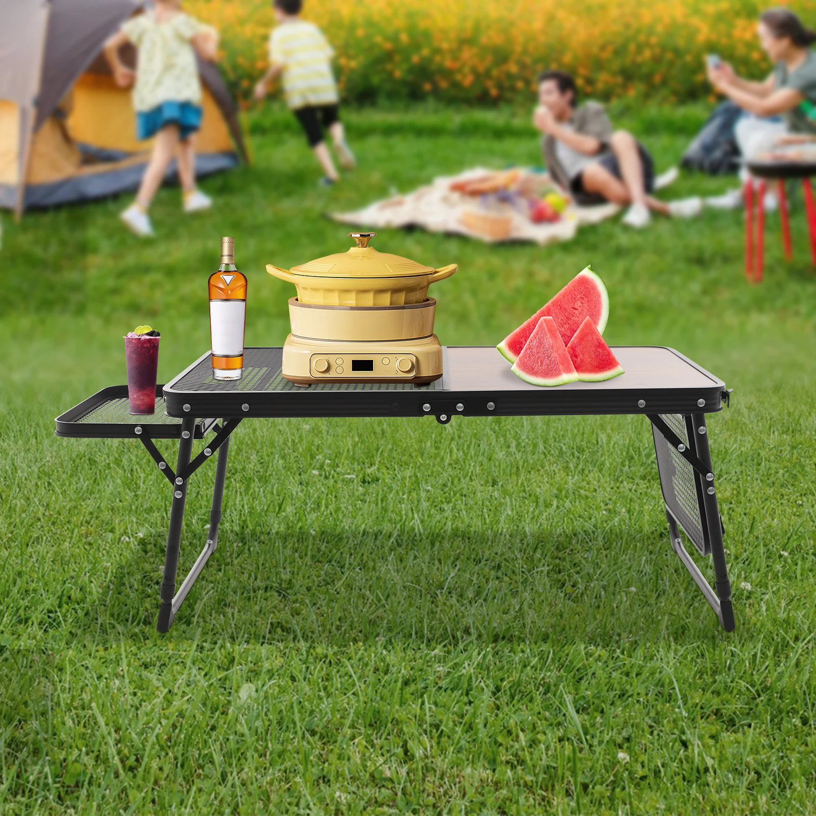 Höhenverstellbarer, zusammenklappbarer Campingtisch, leichter, tragbarer Outdoor-Schreibtisch mit Tragetasche, Picknick, Grillen, Angeln, Freizeittisch – Detail 5