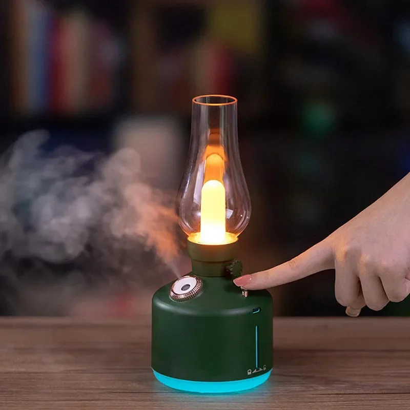 Desktop Retro Lamp Air Humidifier USB Rechargeable Wireless Aroma Diffuser Essential Oil Rechargeable 7Color Lights Cool Mist 2