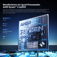 CHUWI UBox Mini PC AMD Ryzen 5 6600H 16GB DDR5 512GB SSD Windows 11 Pro 4K 144Hz décording WiFi 6 BT 5.2 étendre M.2 1T * 2 650g 3