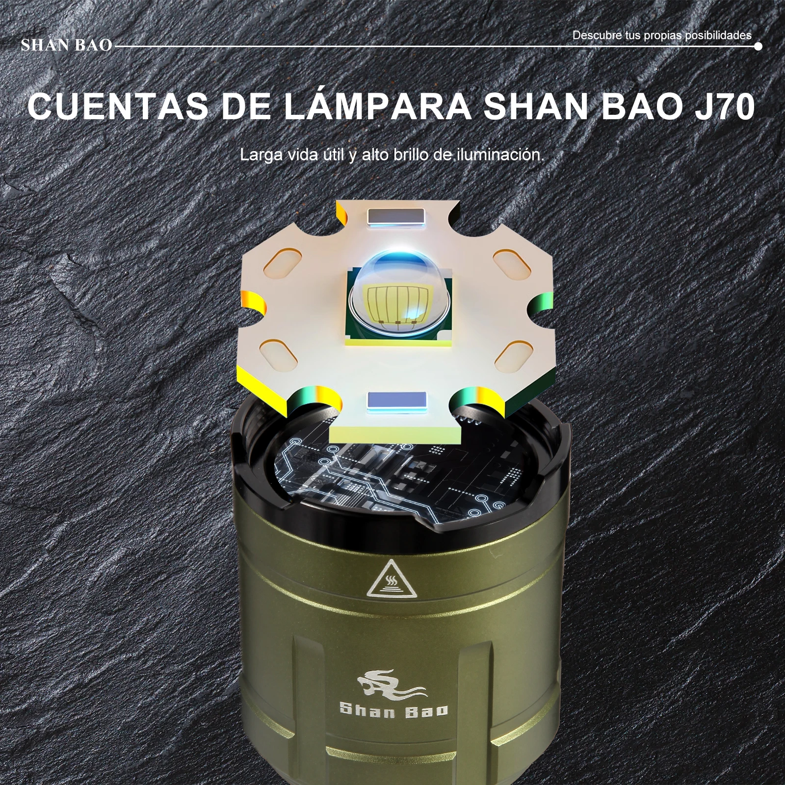 샨 바오 3000LM 배터리 5000mAh 야외 줌 방수 녹색 손전등 강력한 초점 조명 소스 불꽃 점화 가능
