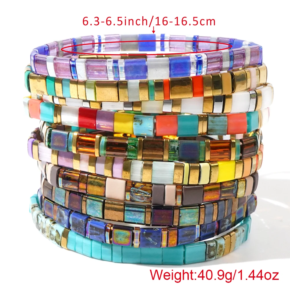 10 teile/satz elastische Stretch Armband mehrfarbige Mode Schmuck handgemachte Miyuki Tila Perlen Armbänder für Frauen Schmuck Geschenke 2025 – Detail 3