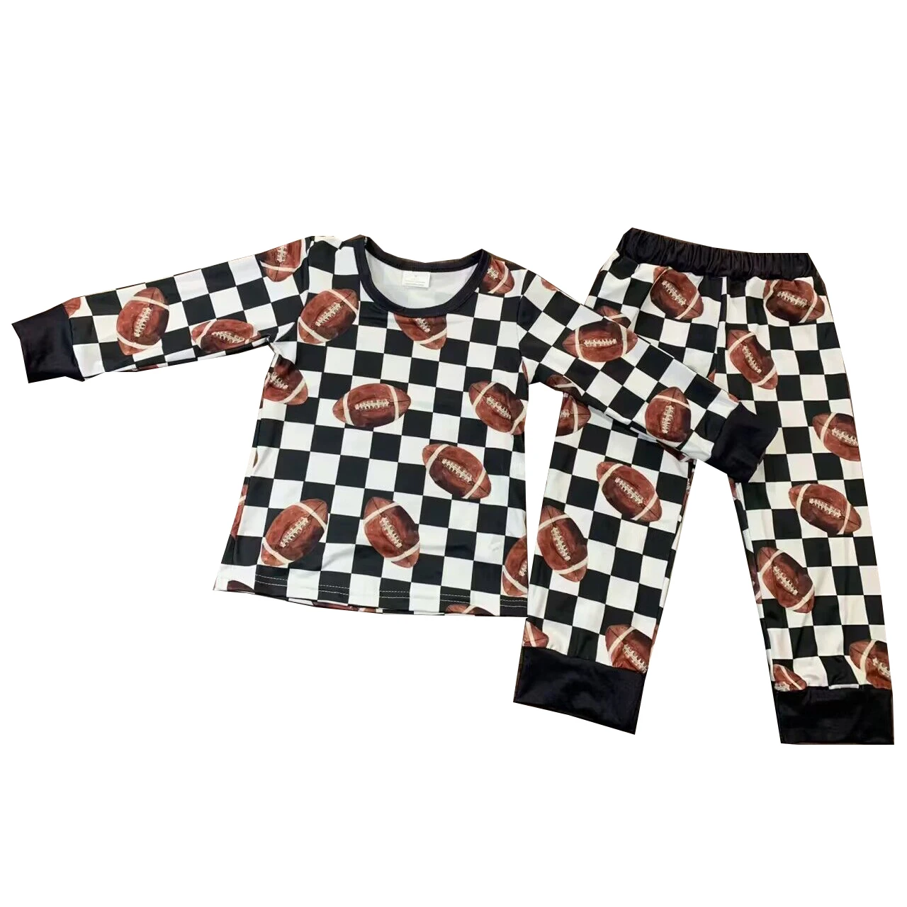 

Wholesale kids foot-ball pajamas clothes fall team sleepwearoutfits zipper baby sleeper