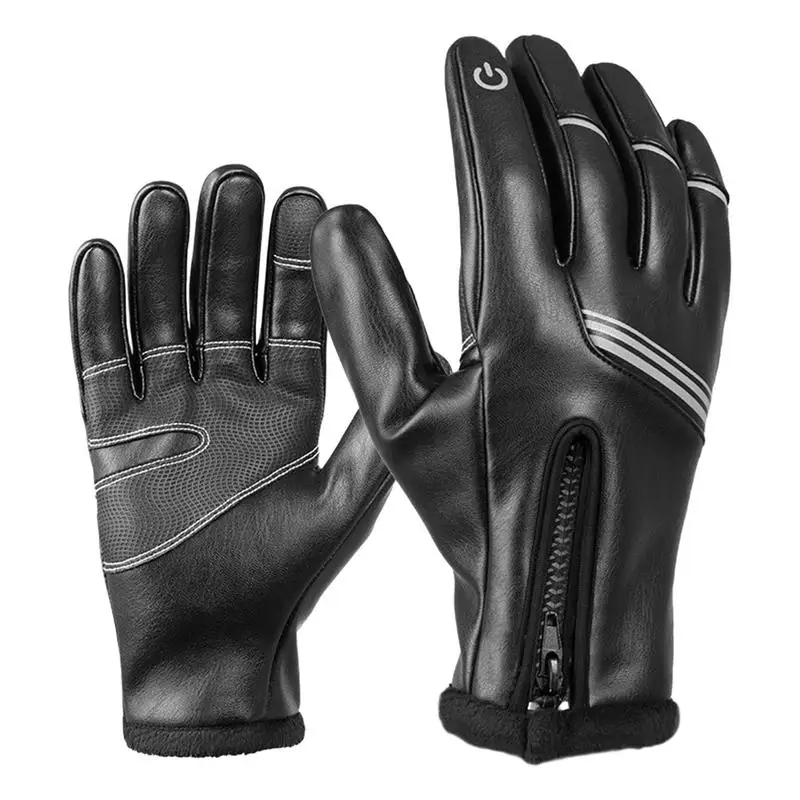 

Мотоциклетные мужские перчатки из искусственной кожи, водонепроницаемые мягкие удобные мотоциклетные перчатки с закрытыми пальцами, для сенсорного экрана, Нескользящие, для зимы