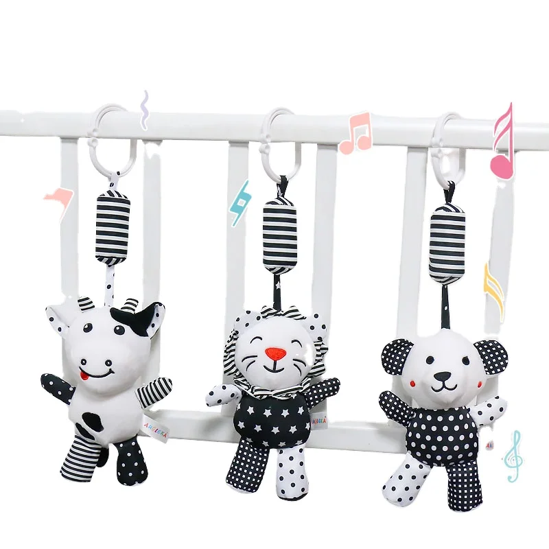 

Baby Toy Cartoon Animal Soft Plush Stuffed Rattle Toy Baby Bed Crib Car Seat Stroller Toy with Wind Chime for Newborn 0-18 Month