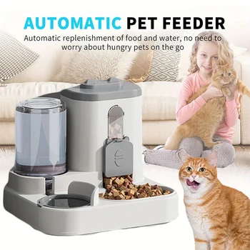 Alimentatore automatico per ciotola per gatti con design a prova di fuoriuscite con fontana d'acqua Dispenser di cibo per animali domestici per cani di taglia piccola, media e grande
