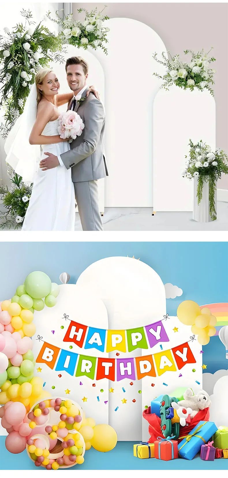 Schwarzer Hochzeitsbogen-Hintergrundbezug, Stoffbogenvorhang für Geburtstagsfeier, Hochzeit (ohne Eisenrahmen im Lieferumfang enthalten), 5 Fuß, 6 Fuß, 6,6 Fuß, 7,2 Fuß – Detail 9