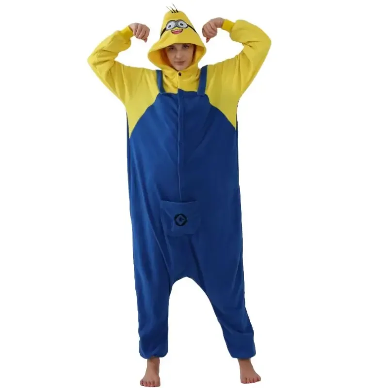 Minions Cosplay Kigurumi Onesies Pajamas Cartoon Anime Jumpsuit Sleepwear Adult Home Clothes Christmas Halloween Costume
