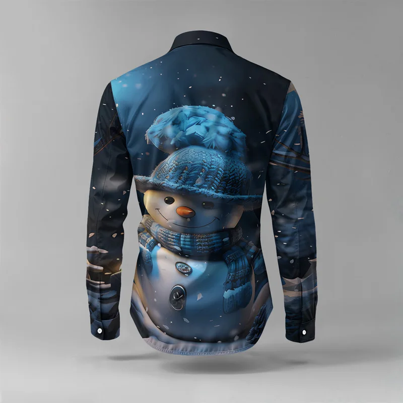 2025 Spring Summer Men Shirt Set Christmas Print Fashion Gingerbread Man Two Piece Set Mens Snowman Lightweight Party Long_viptrois.com