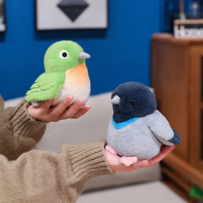 Wholesale 12cm Lifelike Bird Plush Toy Kingfisher Pigeon Tit bird Doll Shake It Up And Down To Make Sounds Kid Interactive Gift