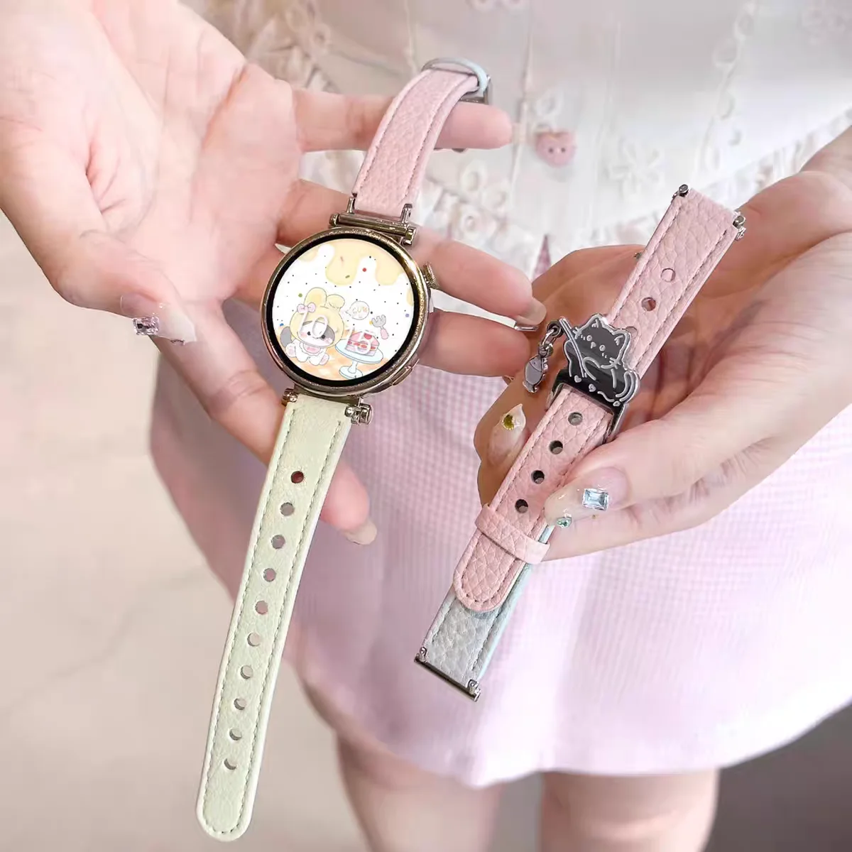 Elegant Women's Leather Loop Watch Band - 20mm, 18mm, 22mm Strap Options