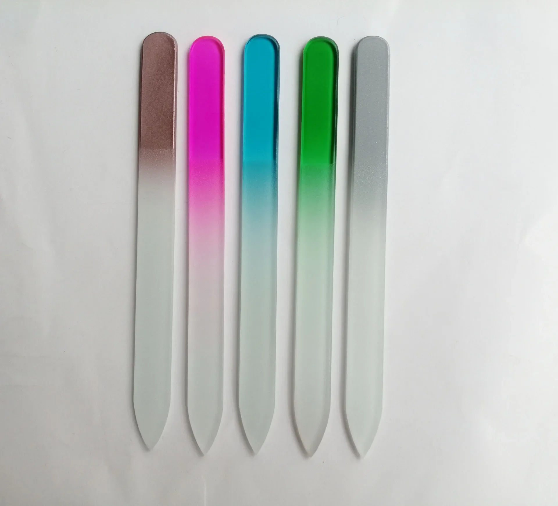 1 stücke Bunte Glas Doppelseitige Nagel Dateien Streifen Professionelle Transparent Gradienten Kristall Poliert DIY Maniküre Werkzeuge Liefert – Detail 4