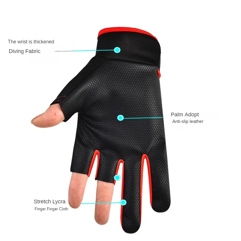 1 Pair Fishing Gloves Men's Summer Sunscreen Stab-Proof Waterproof Lure Special Exposed Non-Slip Three-Finger Fishing Equipment
