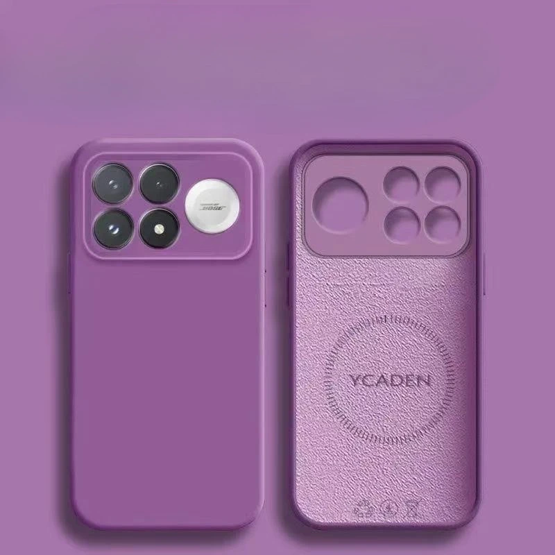 Luxury Built-in Magnetic Liquid Silicone Solid Color Phone Case Cover