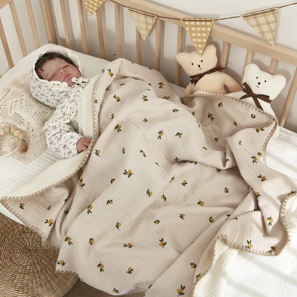 Baby Blankets for Beds 4 Layer Cotton Swaddle Muslin Blanket Bedding Linen Babies Accessories Newborn Bath Towel Mother Kids - 2