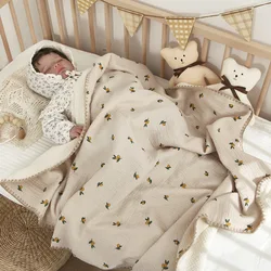 Luxurious 4-Layer Cotton Muslin Baby Blanket - 110X130CM (Olive)
