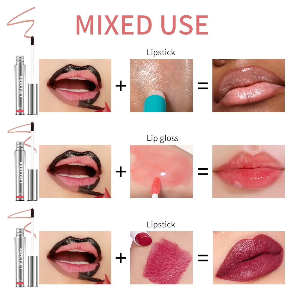 4colors Highly Pigmented Lip Liner Tattoo Matte Peel Off Enhance Lip Liner Lasting Lip Stain Waterproof Transfer-proof Lipstick 3