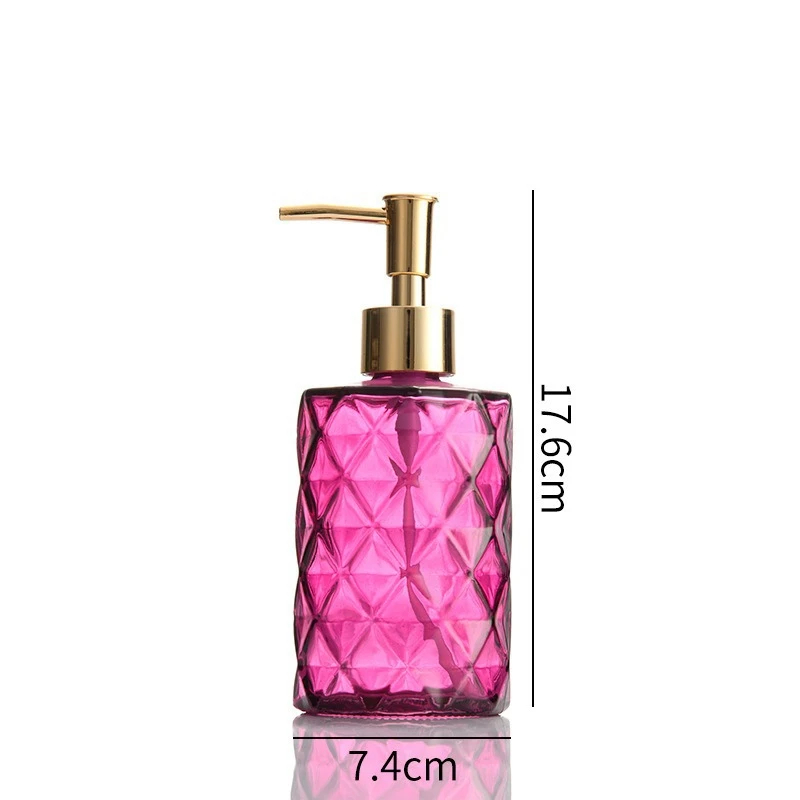 RetroEmbossGlassLotionBottleRoseRedHandPressPumpHeadLiquid