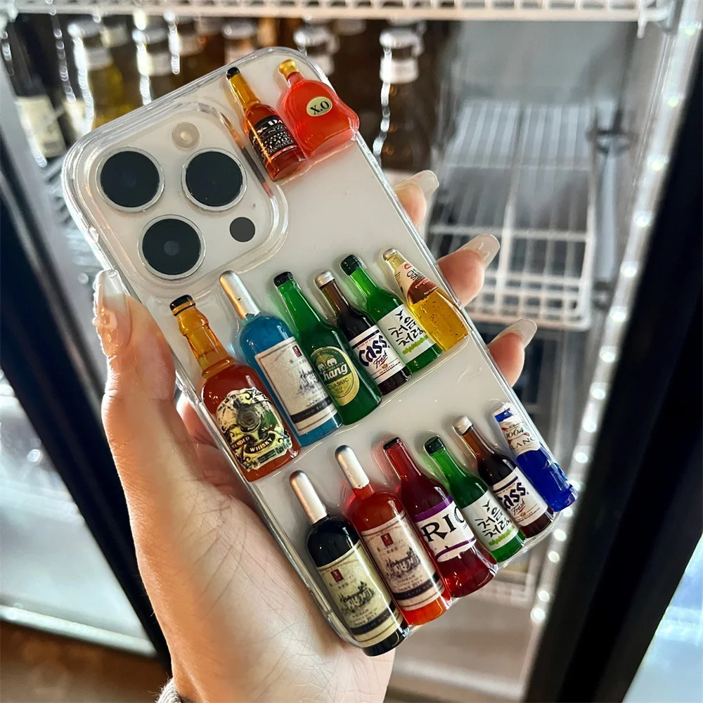 Acrylic Transparent Liquor Bottle Design Phone Case - Creative & Funny Drink Gift