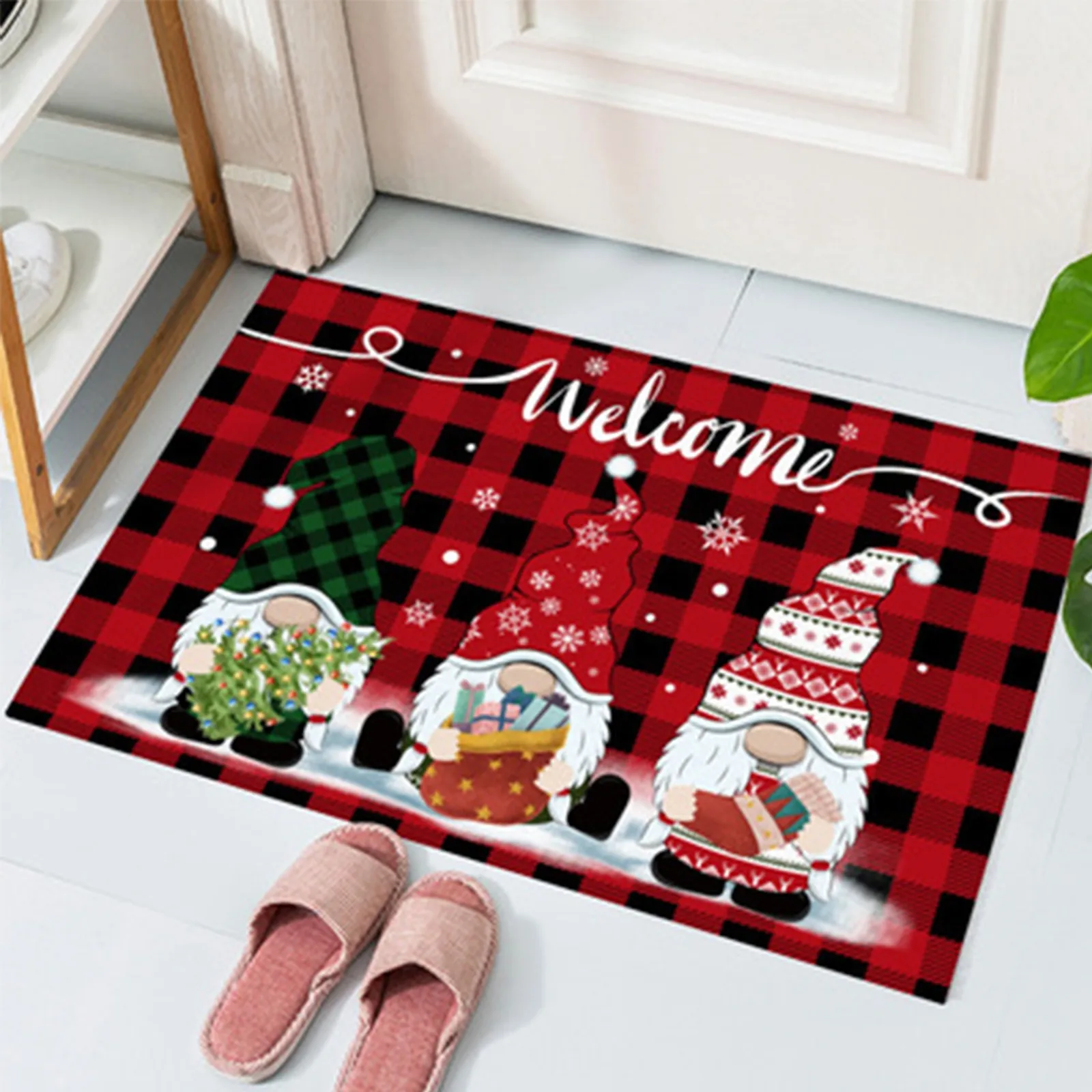 

Indoor Porch Rug Santa Decor Christmas Welcome Sign Carpetgreeing Home Entrance Floor Welcome Door Mat Gnome Dwarf Christmas