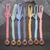 Wooden Round Baby Nipple Clip Handmade Weave Cotton Anti-Drop Baby Pacifier Chain For Nursing Chewing Toys Boy Girl Shower Gifts 5
