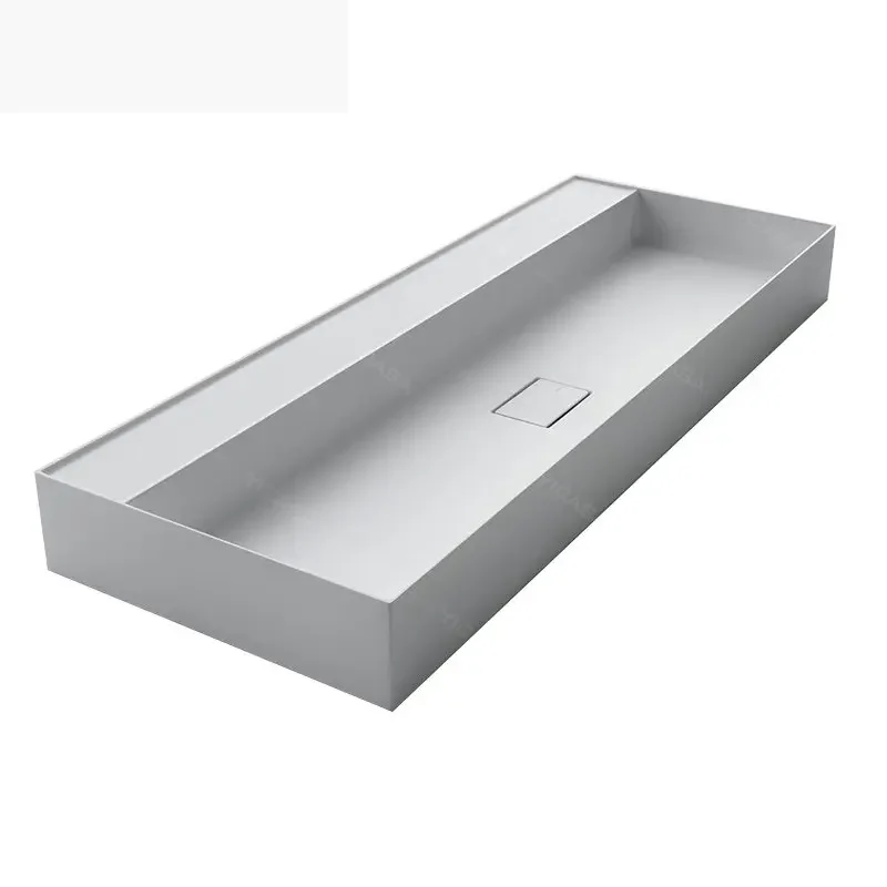 bathroom wash basin solid surface sink artificial stone basin cabinet countertop rectangular sink