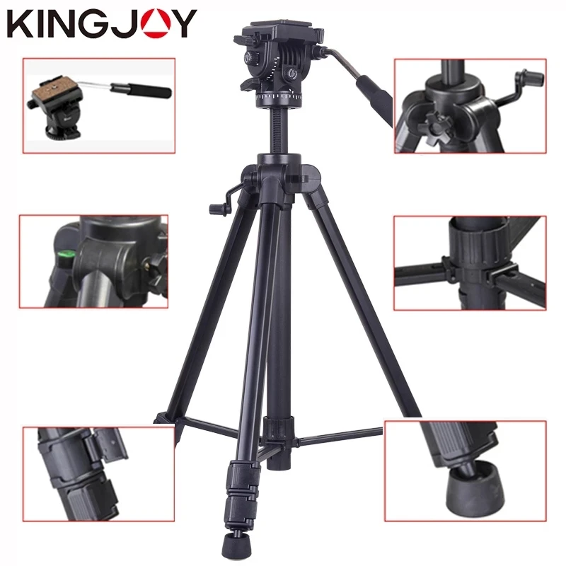 KINGJOY 비디오 카메라 스탠드용 VT-1500 삼각대, 모든 모델 전문 디지털 SLR DSLR 거치대 Stativ 모바일 유연한