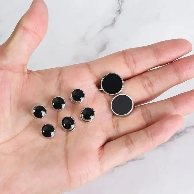 Cufflinks For Men 316L Stainless Steel Tuxedo Shirt Cuff Links Accessories Business Groom Wedding Black Silver Gold Jewelry - 3