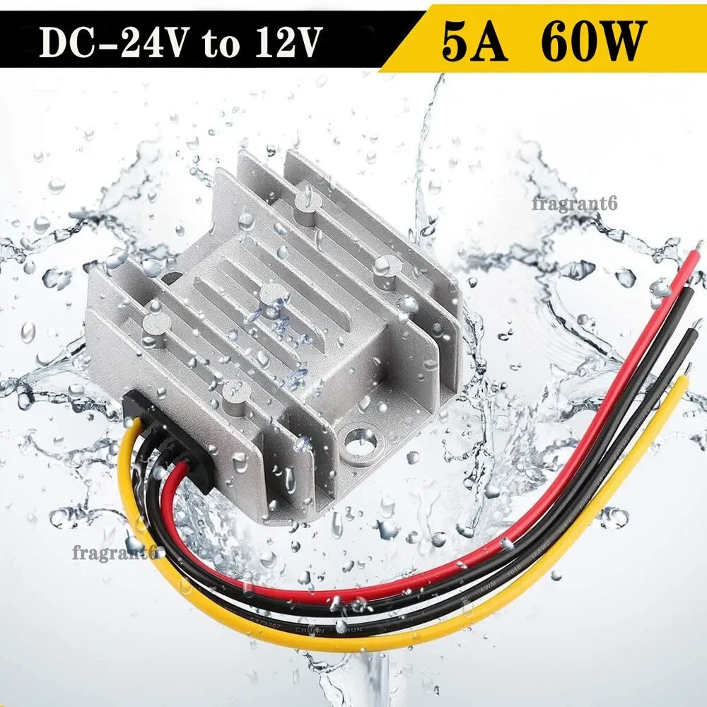 

DC 24V to 12V 5A 60W Voltage Buck Converter Reducer Power Step Down Regulator Waterproof Module Transformer for Golf Cart