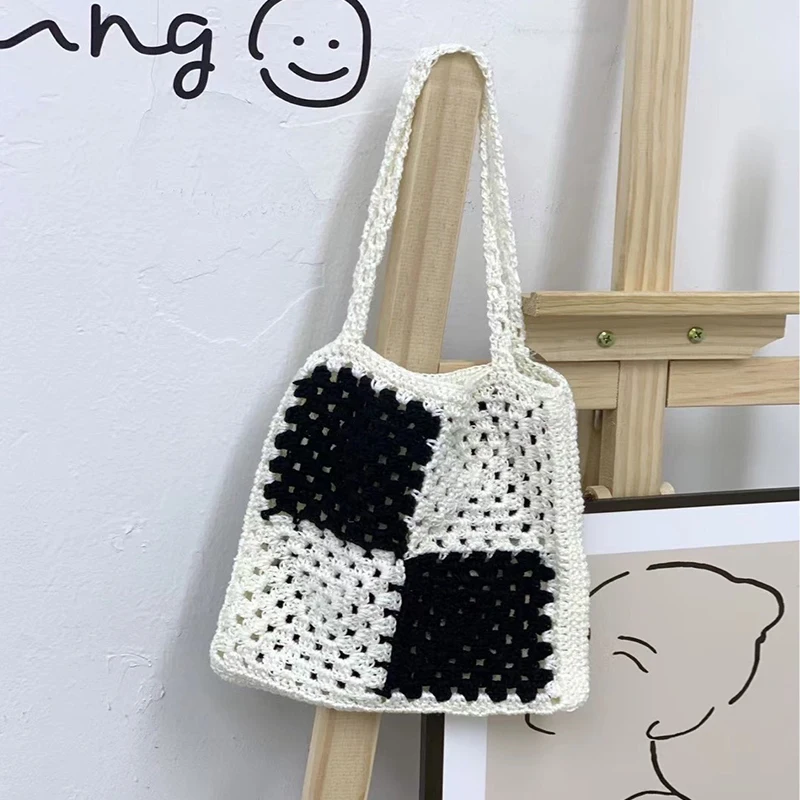 

Casual Hand Woven Handbags for Women Shoulder Bag Luxury Design Small Girls Purse Female Top Handle Bags Beach Tote 2022 Summer