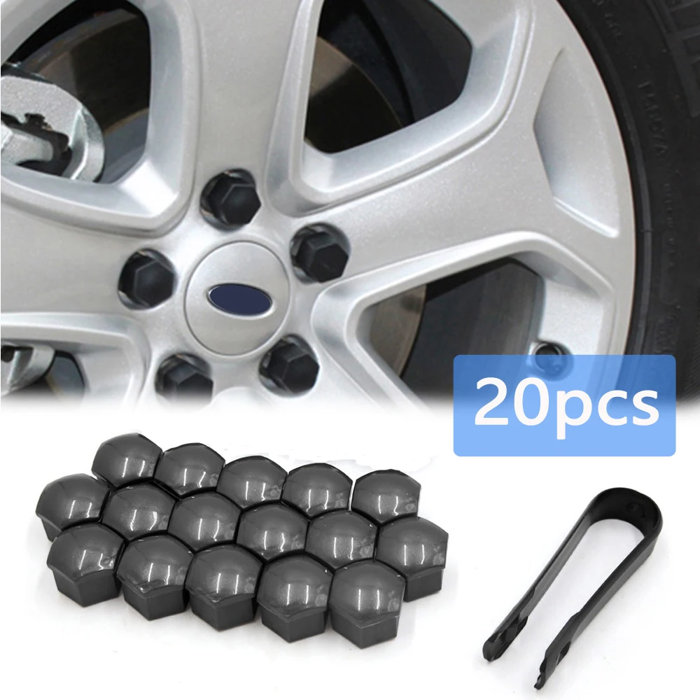 

20pcs Black 17mm Wheel Lug Nut Bolt Center Screw Cover Caps Bolt Rims & Clip Exterior Decoration Protect Bolt Rims Accessories