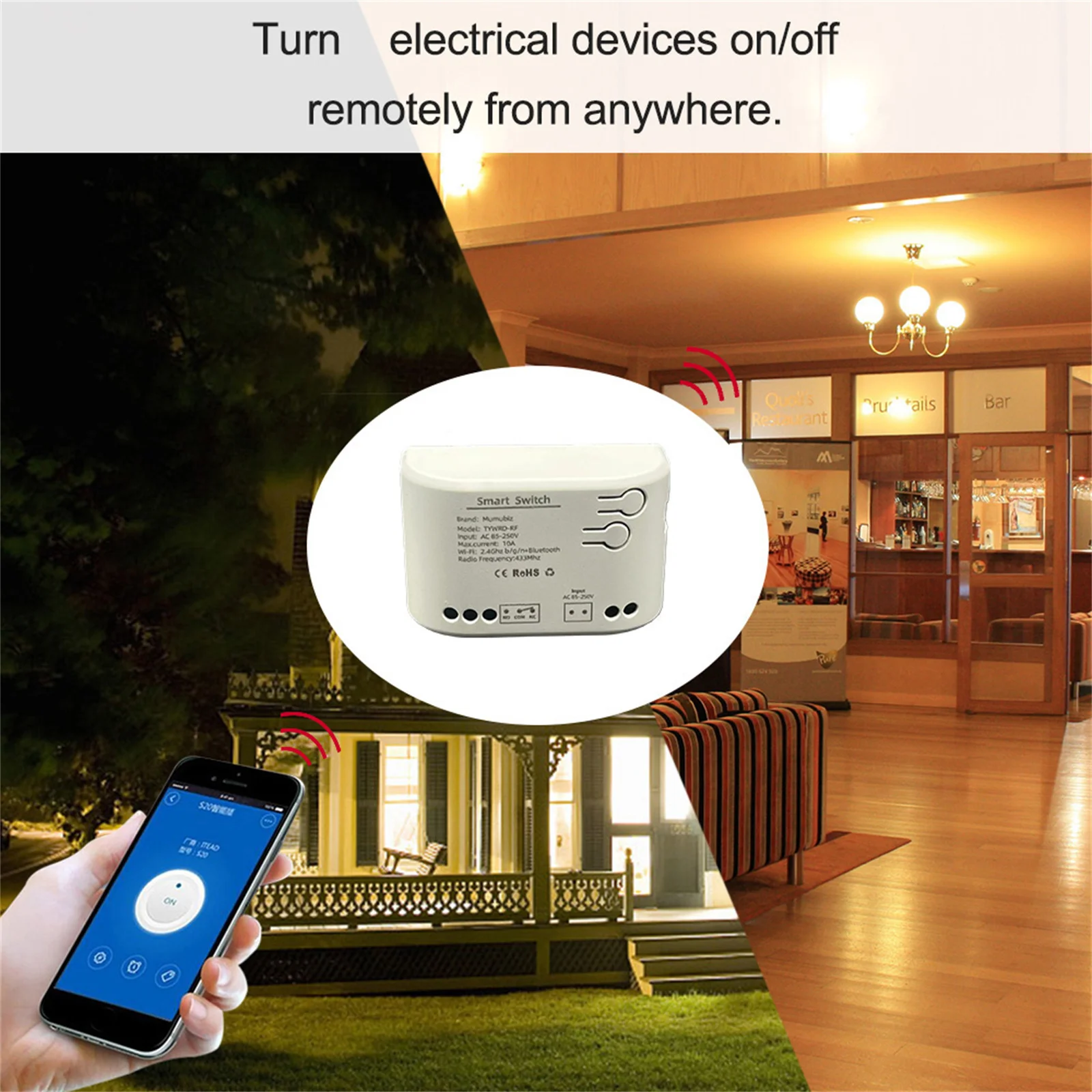 Tuya WiFi Smart Switch 220V Relay Dry Contact Remote Control Switch,Gate Opener,