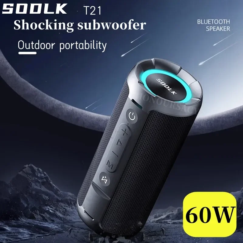 

60W Power Bluetooth Speaker Portable Waterproof Outdoor Camping Color RGB Fashion Home Gathering Home Cinema Heavy Bass