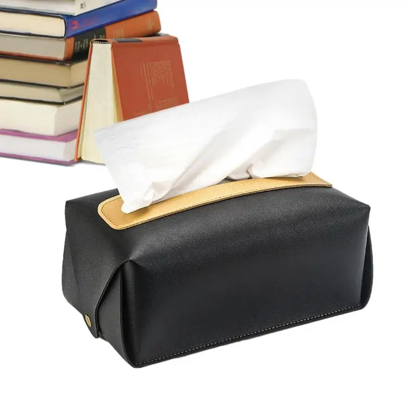 

PU Tissue Box Desktop Napkin Container Household Paper Towel Box Portable Lightweight Odorless PU Leather Tissue Box Holder