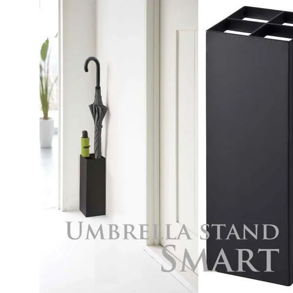 Smart Umbrella Stand Rack Metal Freestanding Umbrella Holders with Removable Drip Tray and 2 Hooks White Square for Entryway